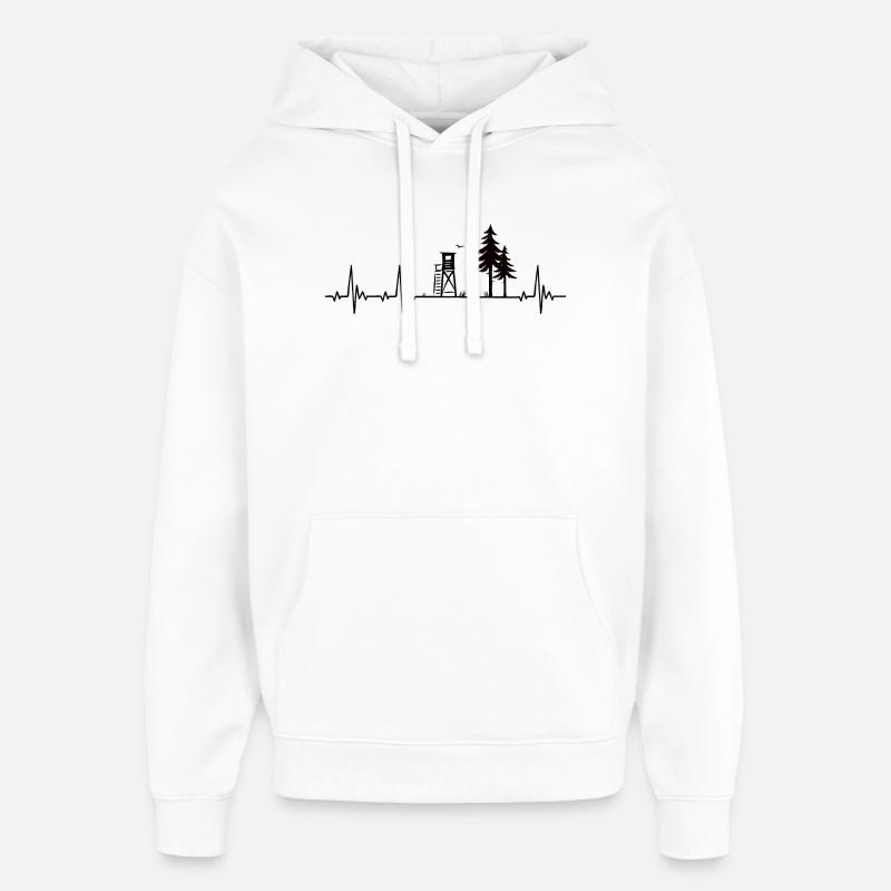 Jäger Herzschlag mit Hochsitz im Wald - Oversized Unisex Hoodie von Stanley/Stella - Weiß
