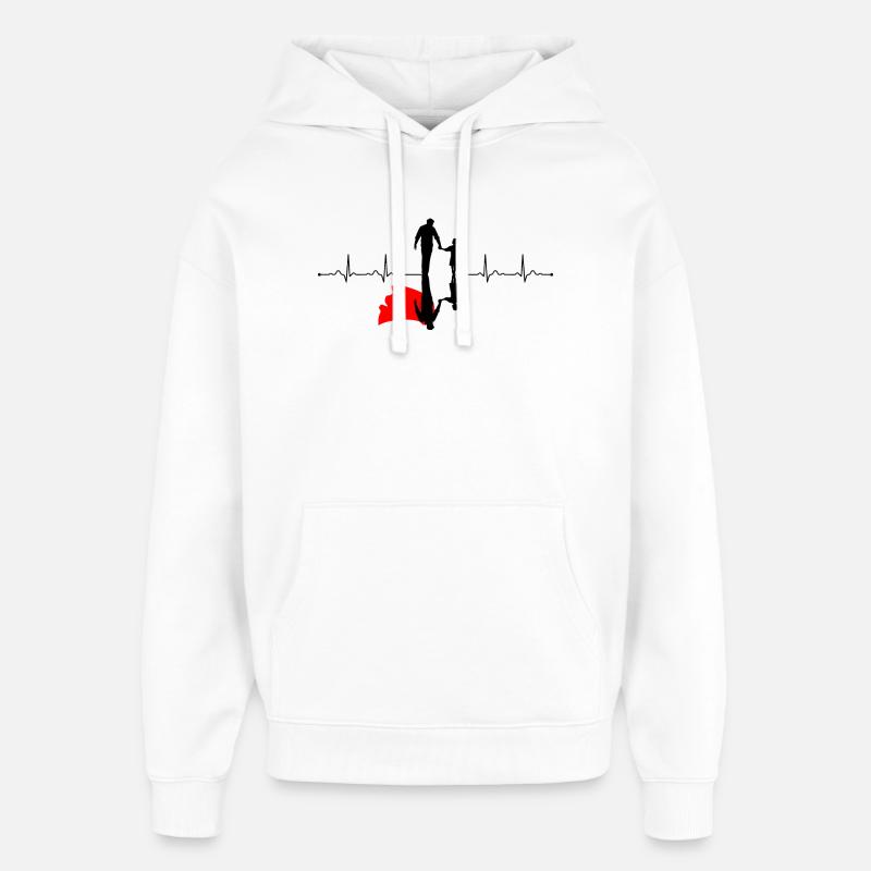 Silhouette d’Ombre Cramoisie - Sweat à capuche unisexe Stanley/Stella Oversized - blanc