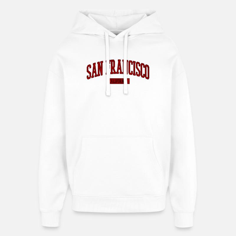 Lettrage rétro de San Francisco - Sweat à capuche unisexe Stanley/Stella Oversized - blanc