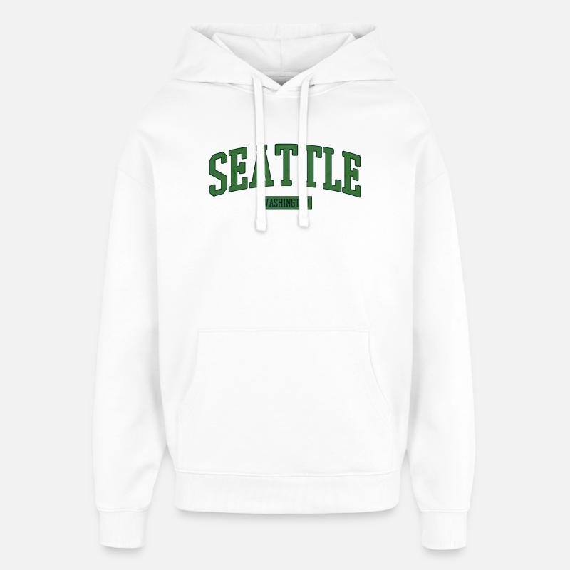 Seattle Washington États-Unis - Sweat à capuche unisexe Stanley/Stella Oversized - blanc