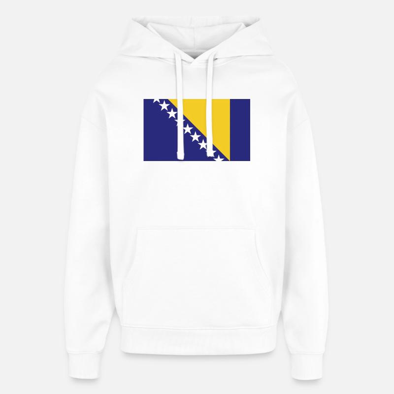 Drapeau national de Bosnie H - Sweat à capuche unisexe Stanley/Stella Oversized - blanc