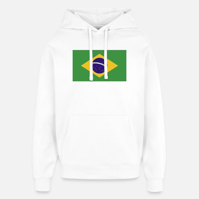 Drapeau national du Brésil - Sweat à capuche unisexe Stanley/Stella Oversized - blanc