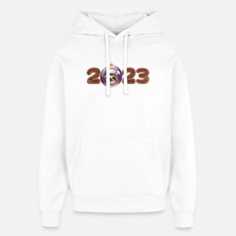 2023 boule de Noël paresseux mignon - Sweat à capuche unisexe Stanley/Stella Oversized - blanc