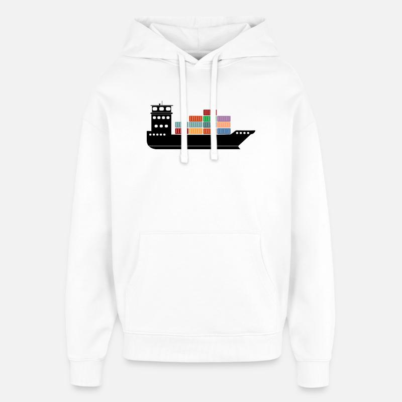 Seecontainerschiff oder Boot mit Containern - Oversized Unisex Hoodie von Stanley/Stella - Weiß