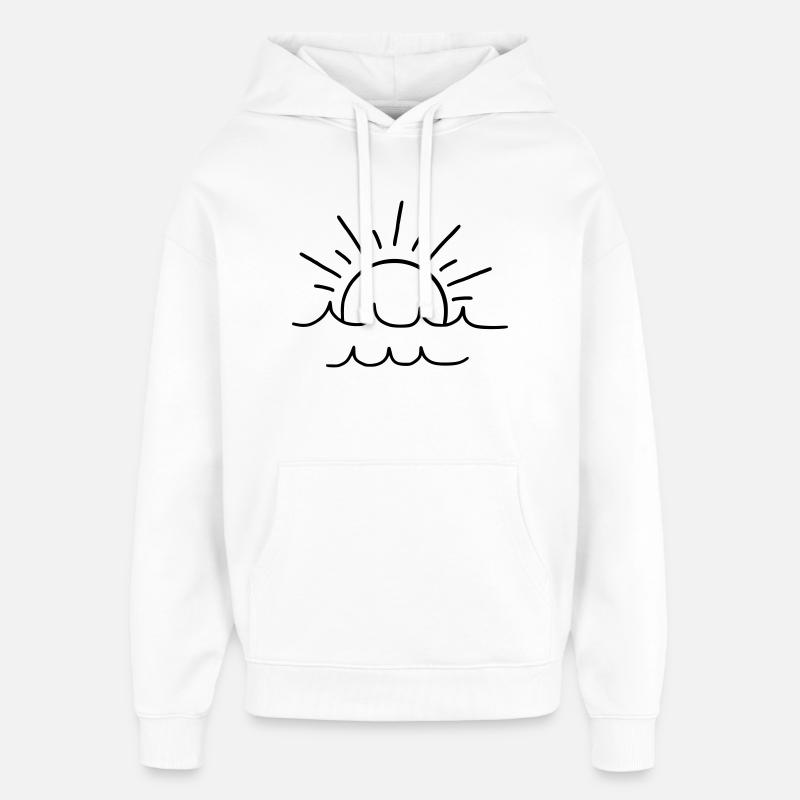 Soleil et vagues - Sweat à capuche unisexe Stanley/Stella Oversized - blanc