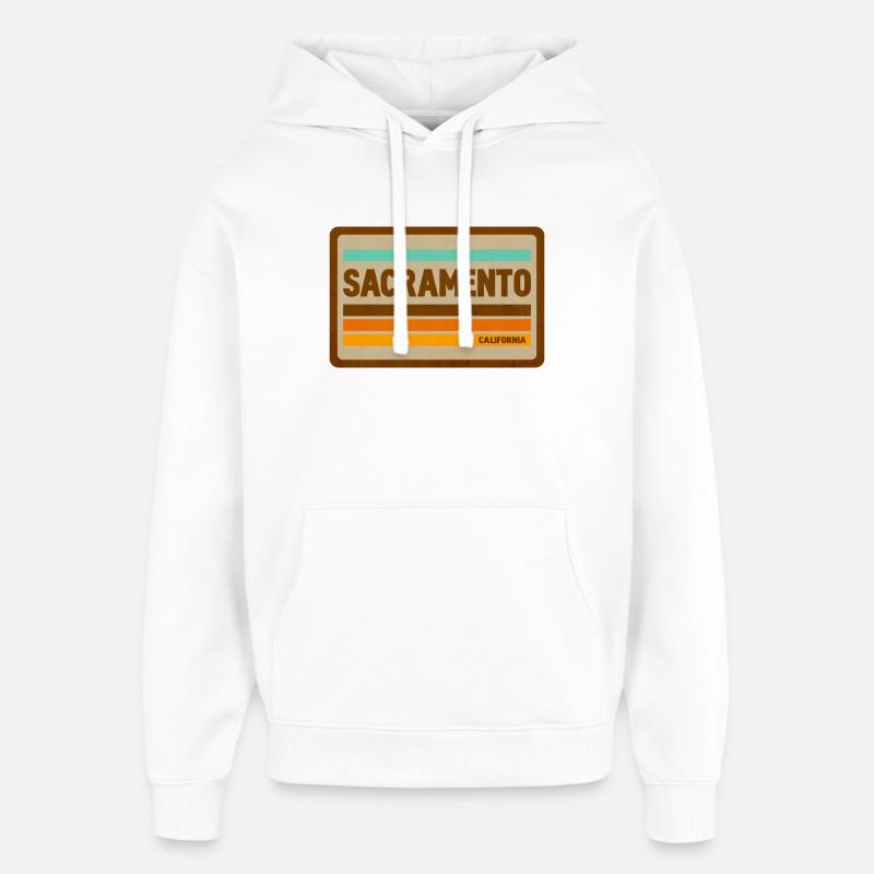 Bouclier de licence rétro de Sacramento - Sweat à capuche unisexe Stanley/Stella Oversized - blanc