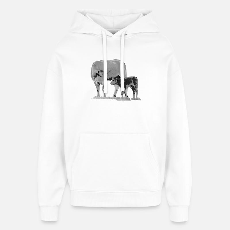 Vache avec veau - Sweat à capuche unisexe Stanley/Stella Oversized - blanc