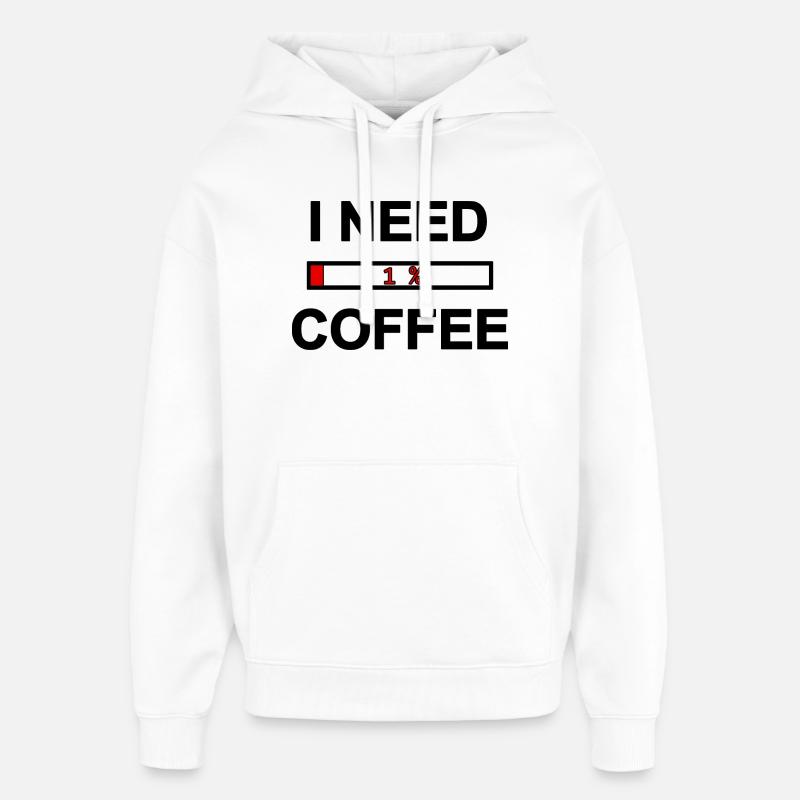 I Need Coffee low energy - Sweat à capuche unisexe Stanley/Stella Oversized - blanc