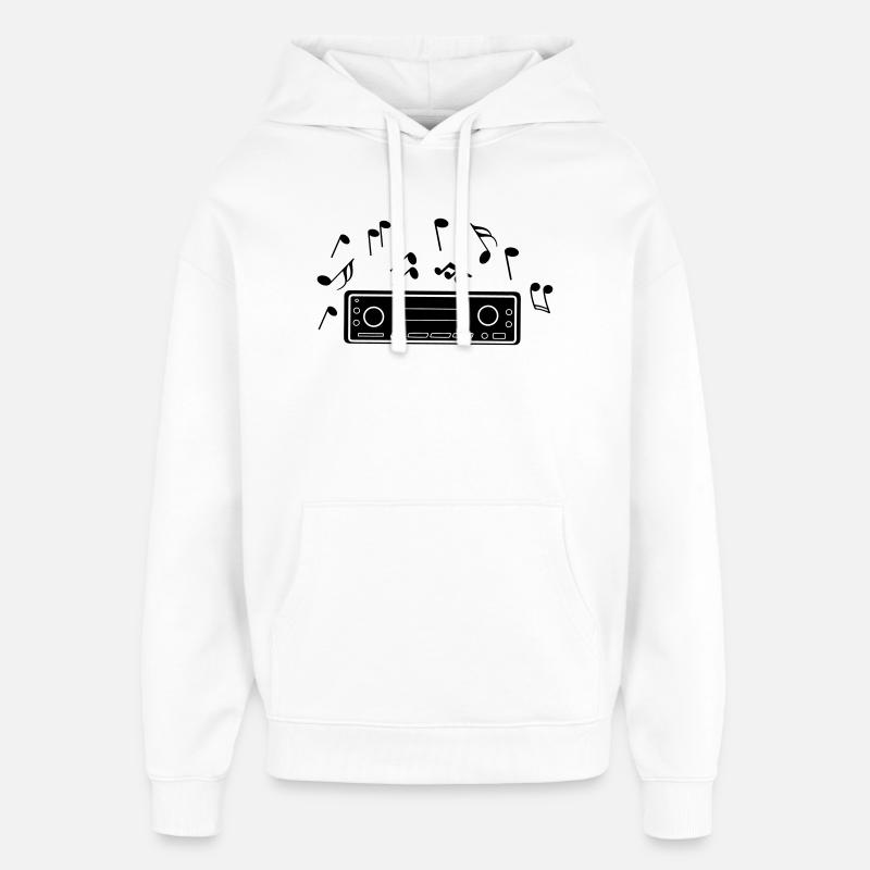 Autoradio con note musicali - Stanley/Stella Oversized Felpa con cappuccio unisex - bianco