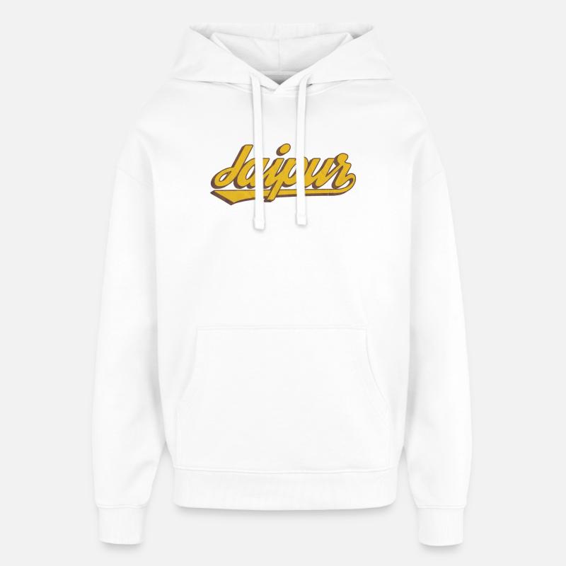 Jaipur Lettering Retro Graphic India - Sweat à capuche unisexe Stanley/Stella Oversized - blanc