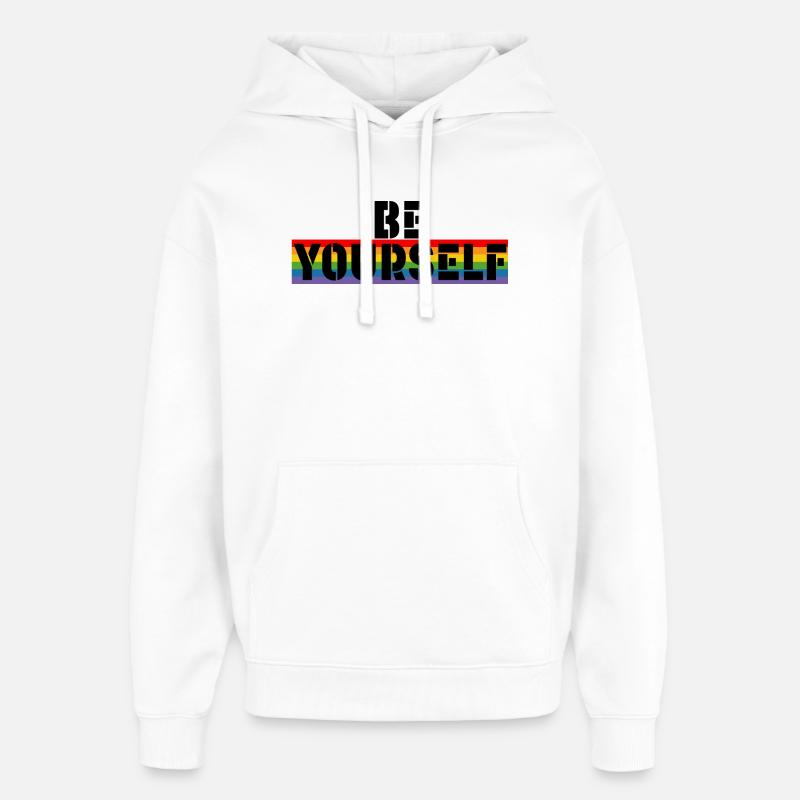 Chemise arc-en-ciel LGBT Soyez vous-même - Sweat à capuche unisexe Stanley/Stella Oversized - blanc