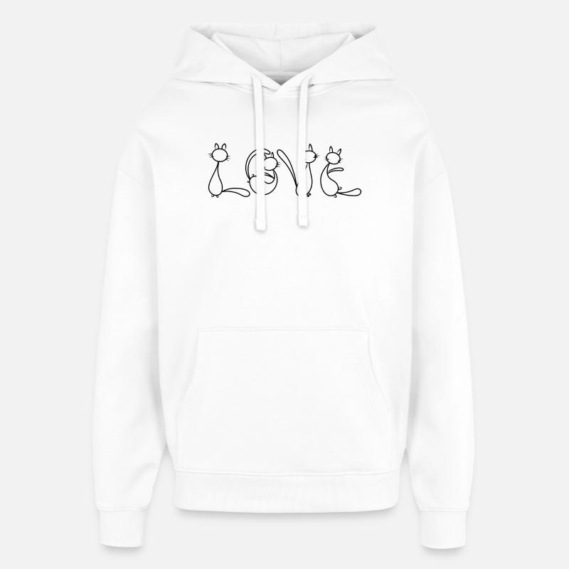 Amour de chat - Sweat à capuche unisexe Stanley/Stella Oversized - blanc