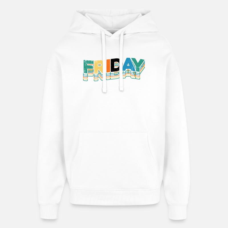 Friday Retro Stack Letters - Oversized Unisex Hoodie by Stanley/Stella - white