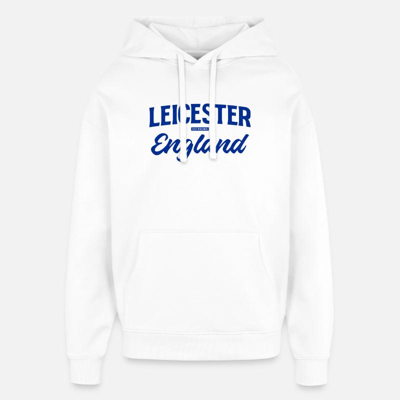 Leicester England Script Logo - Oversized Unisex Hoodie von Stanley/Stella - Weiß