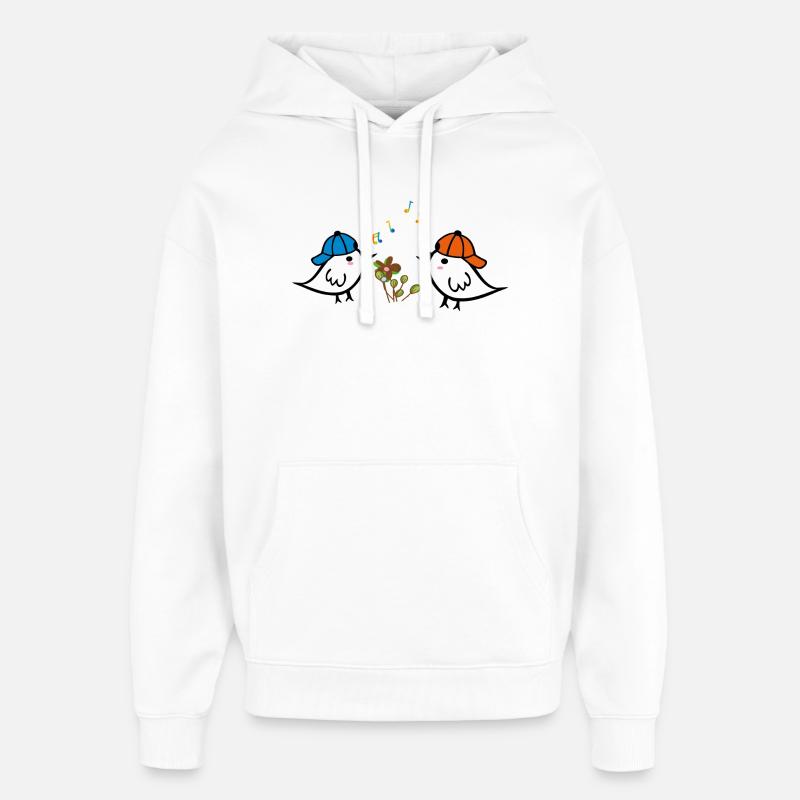 Printemps, Moineaux - Sweat à capuche unisexe Stanley/Stella Oversized - blanc