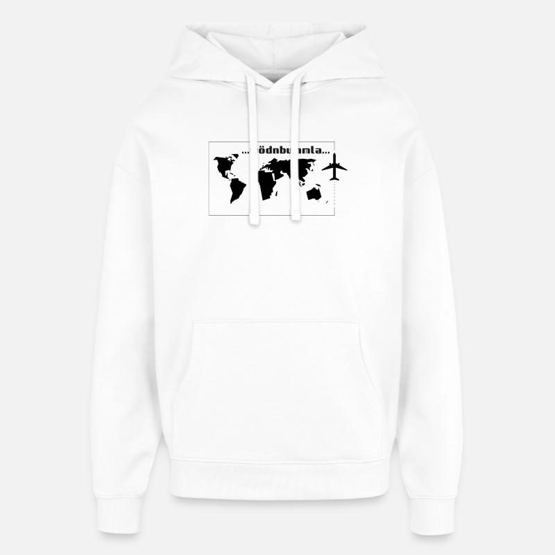 Wödnbummla-Weltreisender, dialecte autrichien - Sweat à capuche unisexe Stanley/Stella Oversized - blanc