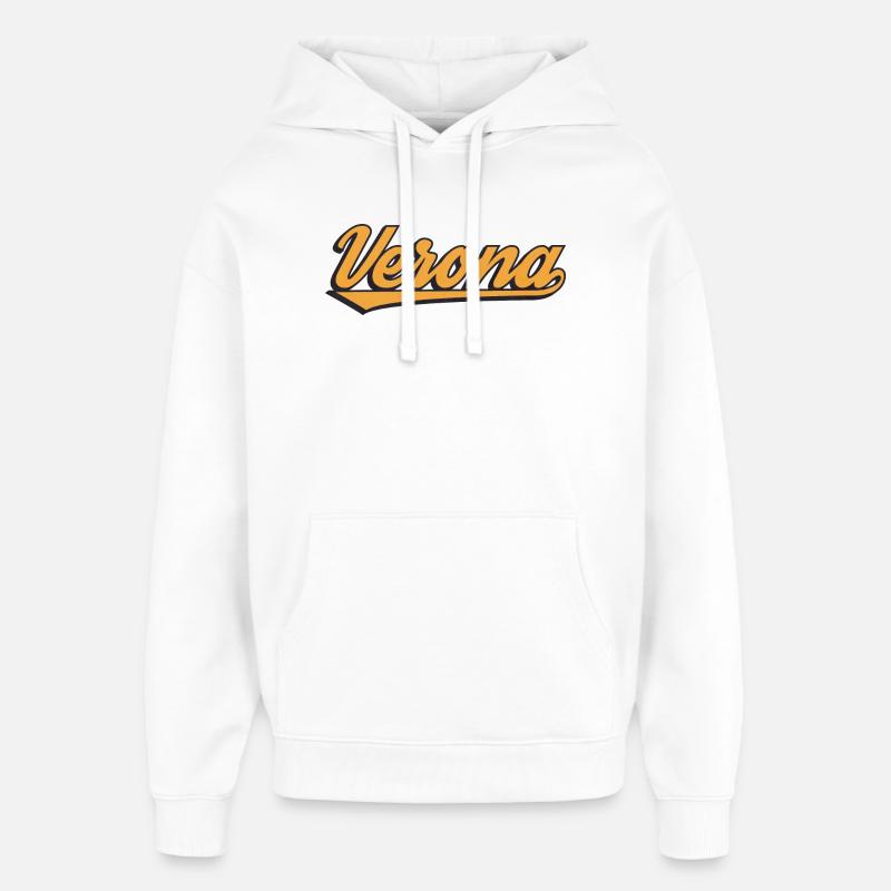 Logo rétro script de Vérone - Sweat à capuche unisexe Stanley/Stella Oversized - blanc