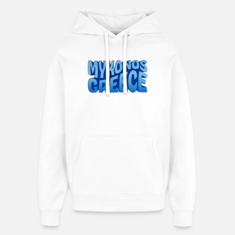 Mykonos Grèce Design à Points Bleus - Sweat à capuche unisexe Stanley/Stella Oversized - blanc