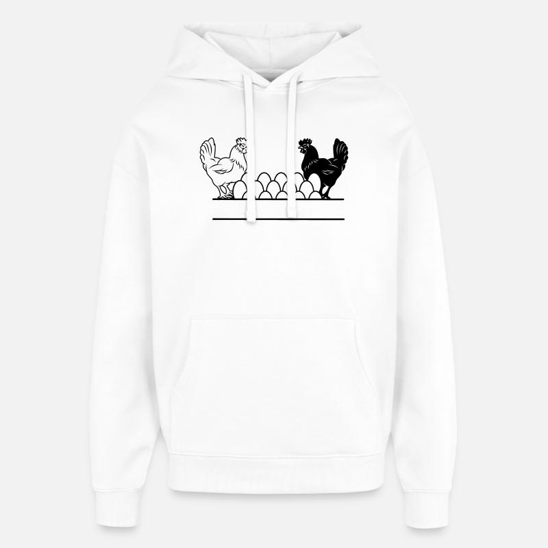 Hähnchen dunkles und helles Monogramm - Oversized Unisex Hoodie von Stanley/Stella - Weiß