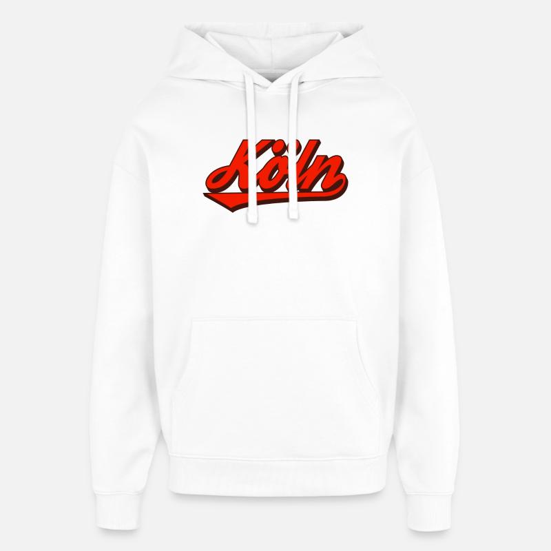 Cologne Retro Script Logo Red - Oversized Unisex Hoodie by Stanley/Stella - white