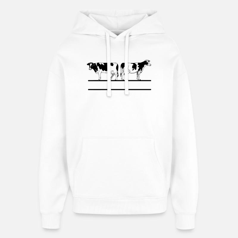 Monogramme de vaches blanches noires - Sweat à capuche unisexe Stanley/Stella Oversized - blanc