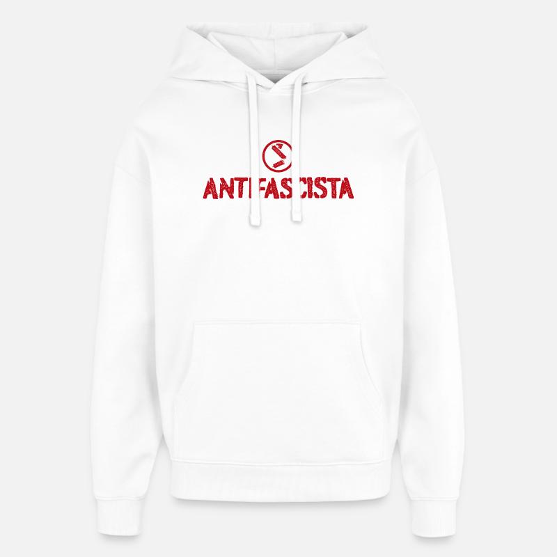 Antifasciste - Sweat à capuche unisexe Stanley/Stella Oversized - blanc