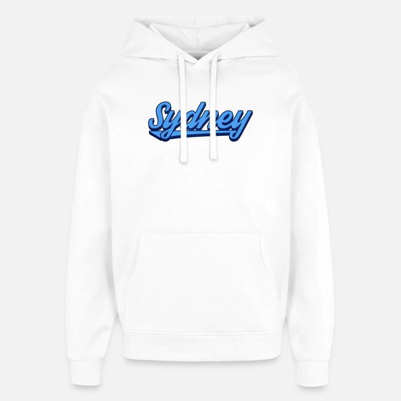 Sydney Ocean Script Logo - Oversized Unisex Hoodie by Stanley/Stella - white