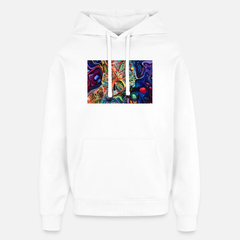 Art fluide du crâne chromatique - Sweat à capuche unisexe Stanley/Stella Oversized - blanc