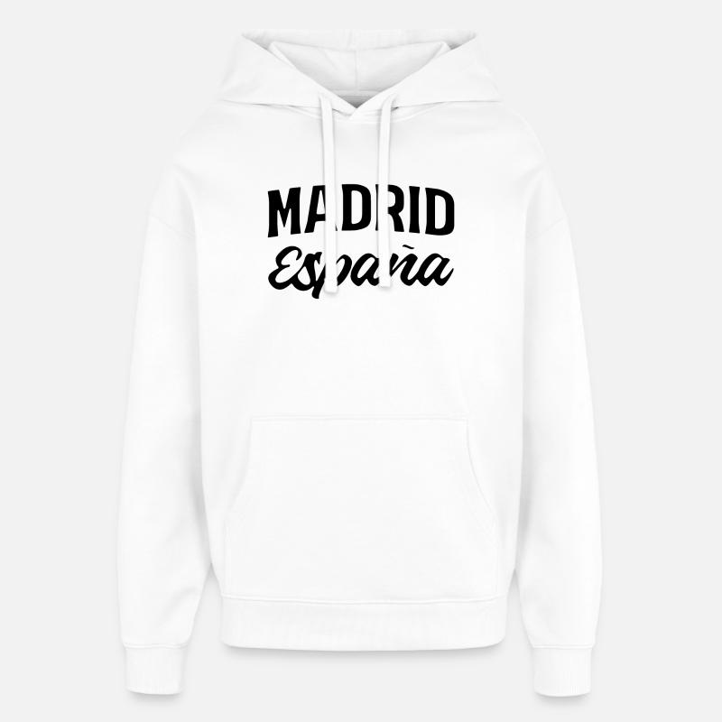 Lettrage madrilène avec accent espagnol - Sweat à capuche unisexe Stanley/Stella Oversized - blanc