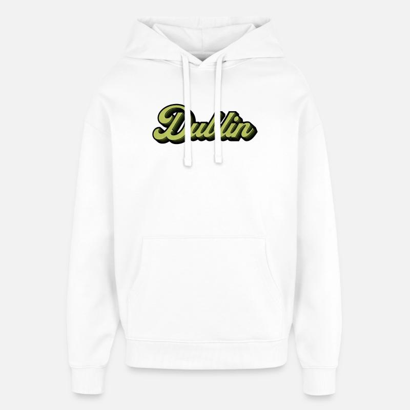 Dublin Retro Script in Lime - Oversized Unisex Hoodie by Stanley/Stella - white