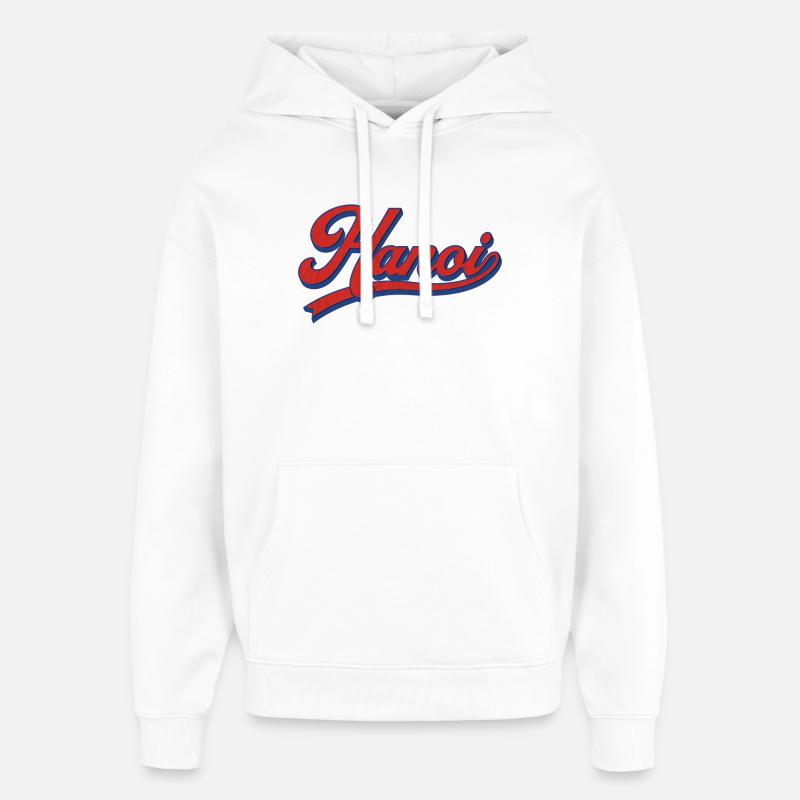 Design rétro des lettrages de Hanoï - Sweat à capuche unisexe Stanley/Stella Oversized - blanc