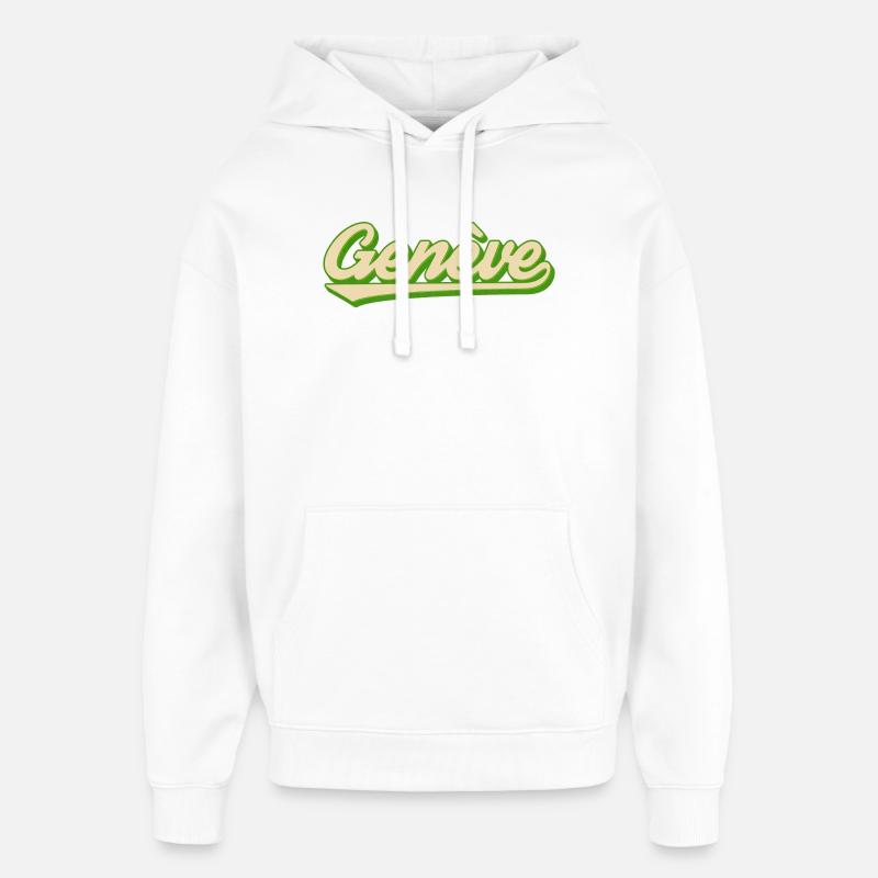 Genève Retro Script Lime - Oversized Unisex Hoodie by Stanley/Stella - white
