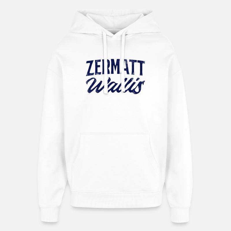 Zermatt Valais Alphabet Alpin - Sweat à capuche unisexe Stanley/Stella Oversized - blanc