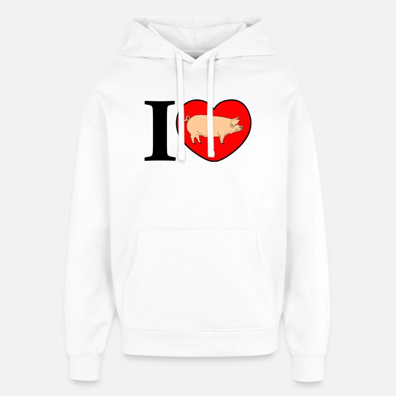 J’aime les cochons - Sweat à capuche unisexe Stanley/Stella Oversized - blanc