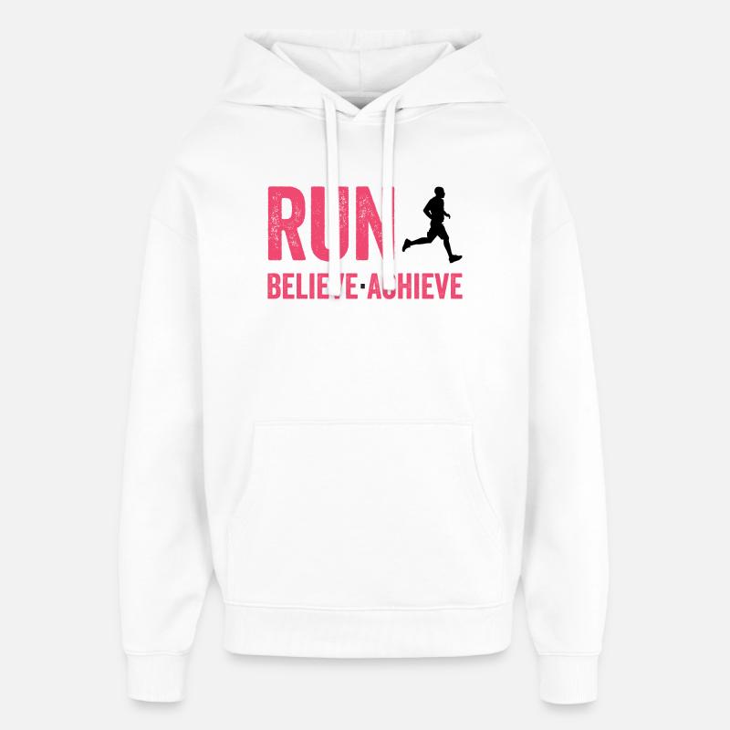 Marathon - Courir. Croire. Accomplir. - Sweat à capuche unisexe Stanley/Stella Oversized - blanc