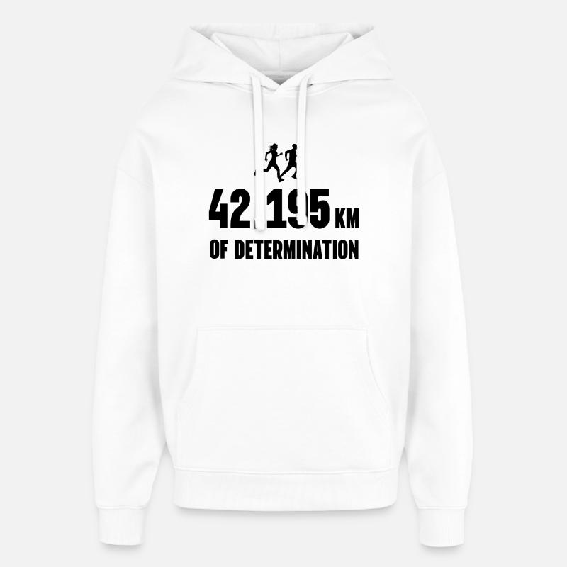 Marathon - 42 195 km de détermination - Sweat à capuche unisexe Stanley/Stella Oversized - blanc