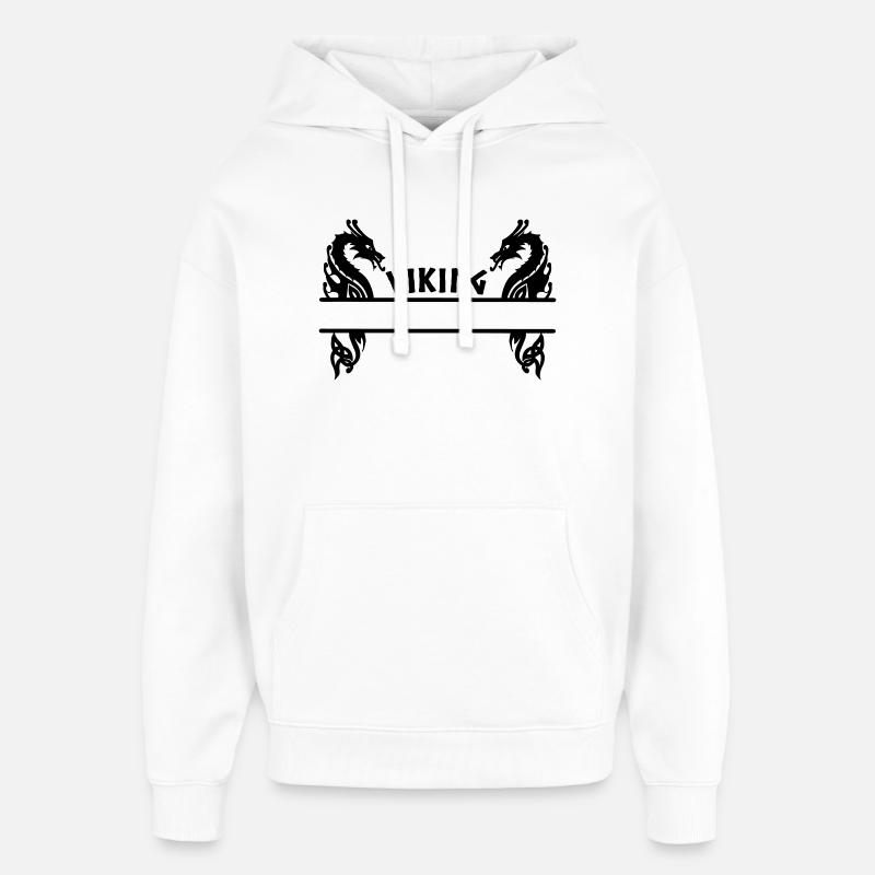 Bannière Viking à deux dragons - Sweat à capuche unisexe Stanley/Stella Oversized - blanc
