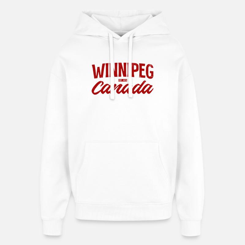 Winnipeg, Canada Est 1873 - Sweat à capuche unisexe Stanley/Stella Oversized - blanc