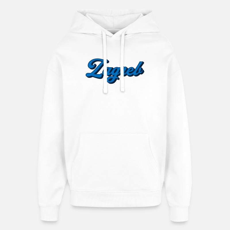 Zagreb Script Logo Style - Oversized Unisex Hoodie by Stanley/Stella - white