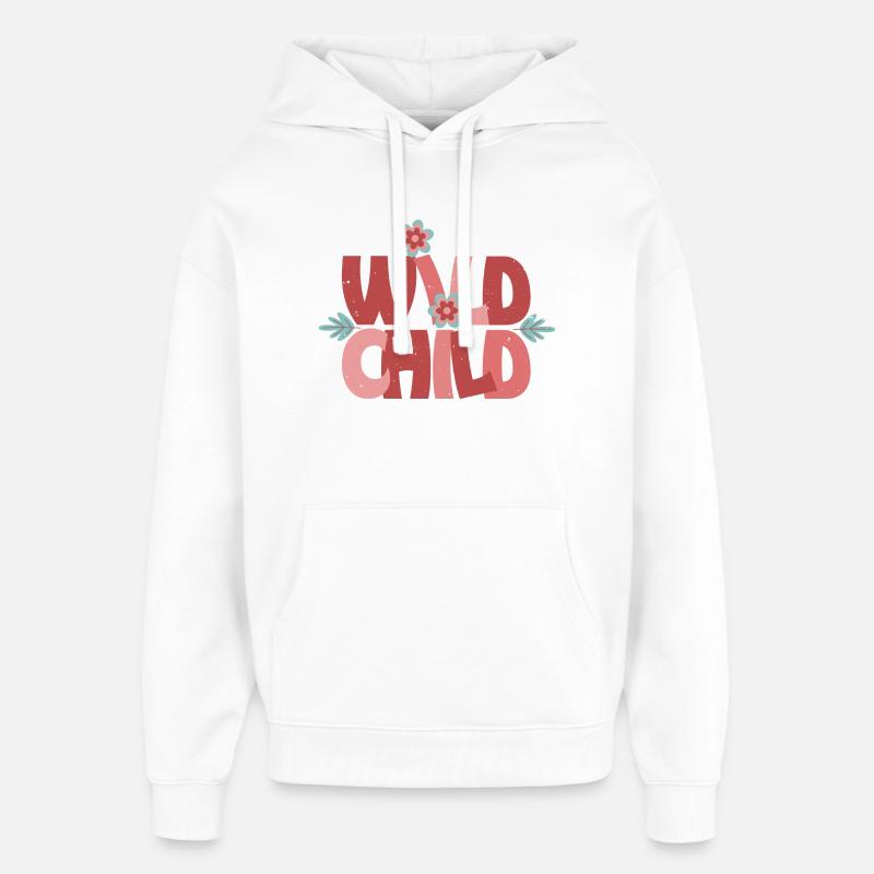Wild Child - Fleur rétro mignonne - Sweat à capuche unisexe Stanley/Stella Oversized - blanc