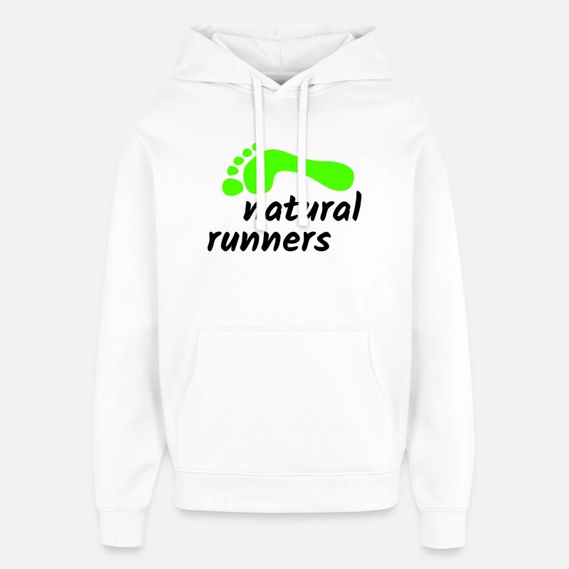 Barefoot Natural Runners 2023 2-ligne 1 - Sweat à capuche unisexe Stanley/Stella Oversized - blanc