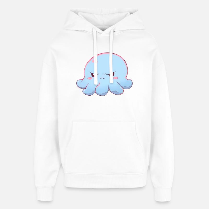 Pieuvre grincheuse bleue - Sweat à capuche unisexe Stanley/Stella Oversized - blanc