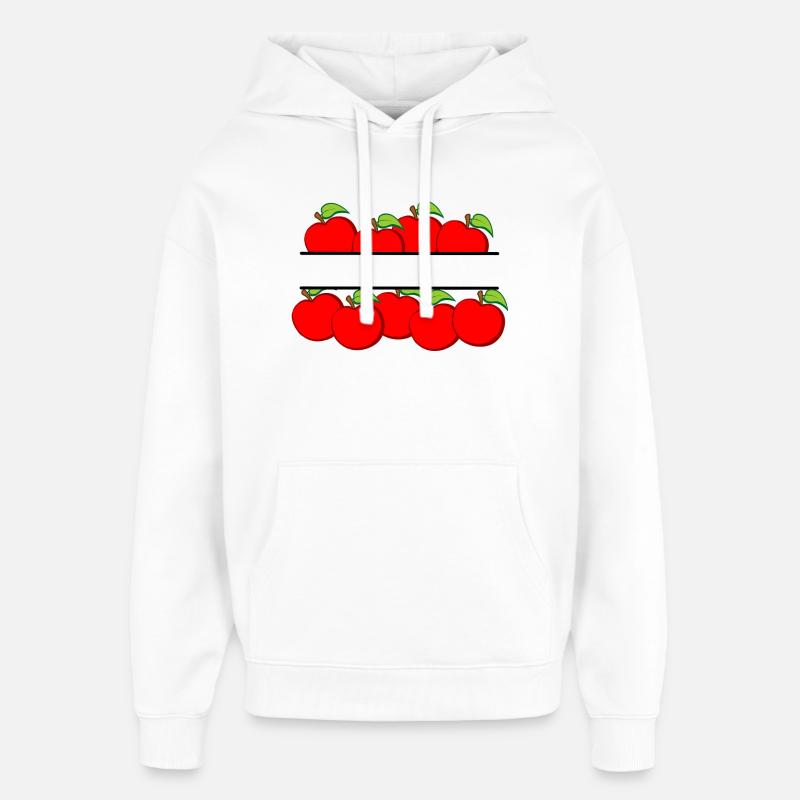 Bannière de pommes avec pomme rouge - Sweat à capuche unisexe Stanley/Stella Oversized - blanc