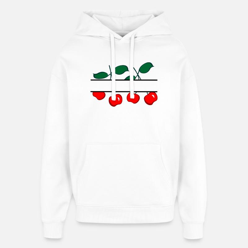 Bannière de cerise aux cerises rouges - Sweat à capuche unisexe Stanley/Stella Oversized - blanc