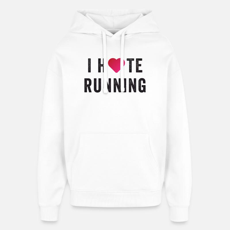 J’aime/déteste courir - Sweat à capuche unisexe Stanley/Stella Oversized - blanc