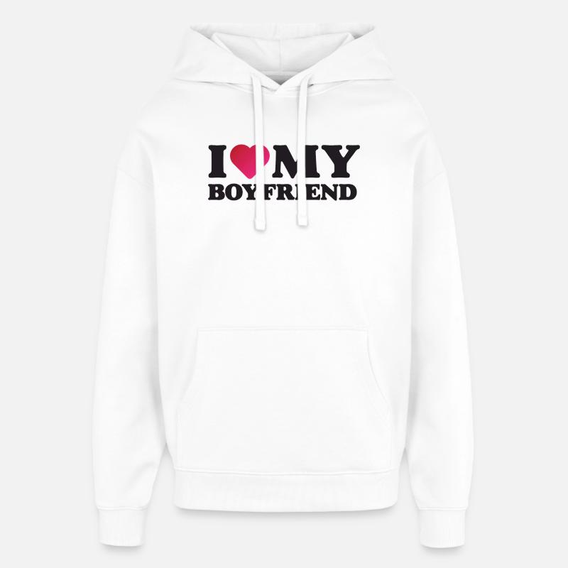 J’aime mon petit ami - Sweat à capuche unisexe Stanley/Stella Oversized - blanc