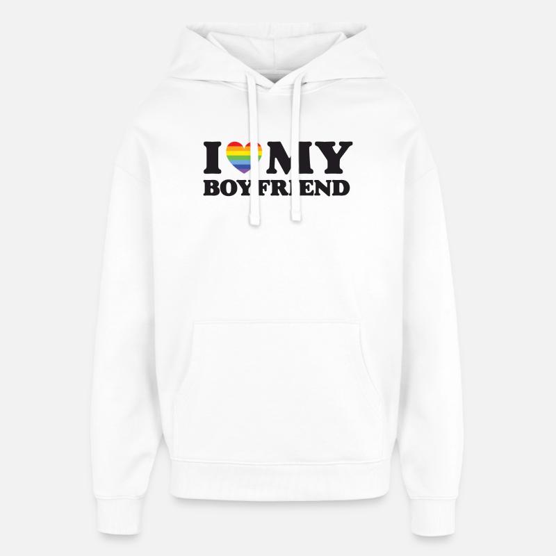 J’aime mon petit ami - LGBTQ - Sweat à capuche unisexe Stanley/Stella Oversized - blanc