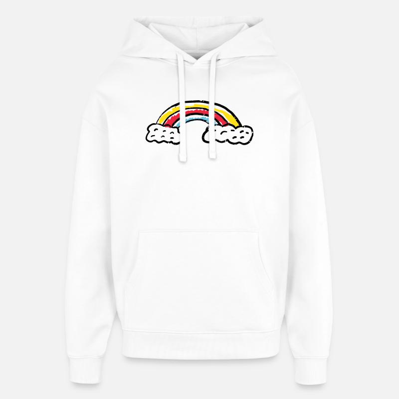 Regenbogen-Pinsel-Bogenstriche - Oversized Unisex Hoodie von Stanley/Stella - Weiß