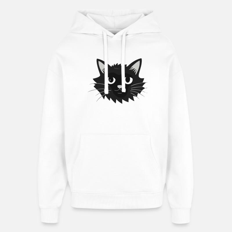 Visage de chat Katzengesicht - Sweat à capuche unisexe Stanley/Stella Oversized - blanc