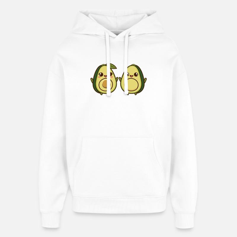 Duo Avocat Mignon Animé - Sweat à capuche unisexe Stanley/Stella Oversized - blanc